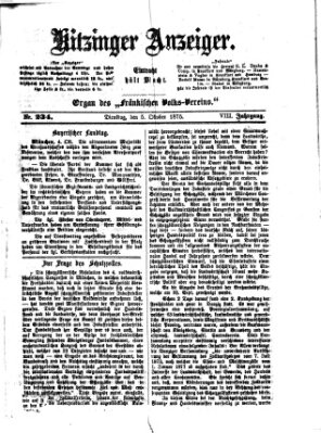 Kitzinger Anzeiger Dienstag 5. Oktober 1875