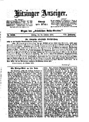 Kitzinger Anzeiger Freitag 22. Oktober 1875
