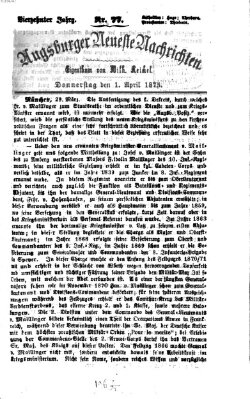 Augsburger neueste Nachrichten Donnerstag 1. April 1875