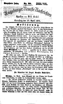 Augsburger neueste Nachrichten Samstag 17. April 1875
