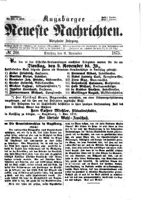Augsburger neueste Nachrichten Dienstag 9. November 1875