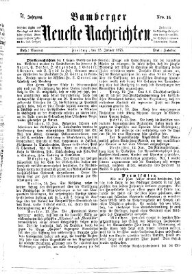 Bamberger neueste Nachrichten Freitag 15. Januar 1875