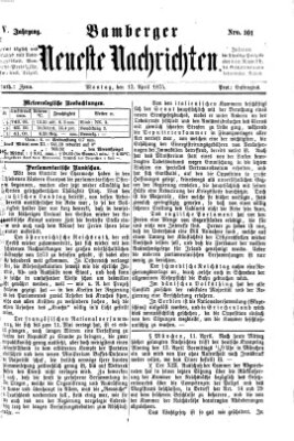Bamberger neueste Nachrichten Montag 12. April 1875