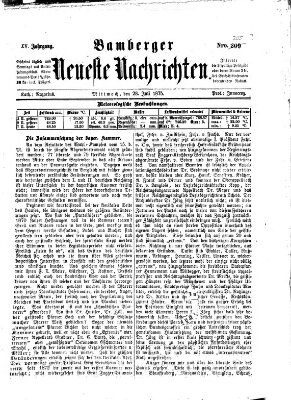 Bamberger neueste Nachrichten Mittwoch 28. Juli 1875