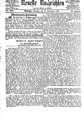 Neueste Nachrichten aus dem Gebiete der Politik (Münchner neueste Nachrichten) Samstag 18. September 1875