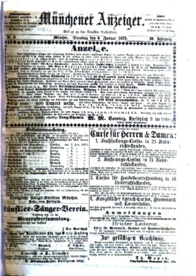 Münchener Anzeiger (Neueste Nachrichten aus dem Gebiete der Politik) Dienstag 5. Januar 1875
