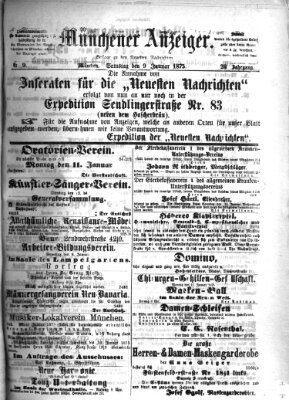 Münchener Anzeiger (Münchner neueste Nachrichten) Samstag 9. Januar 1875