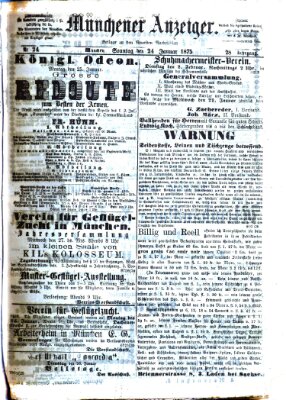 Münchener Anzeiger (Münchner neueste Nachrichten) Sonntag 24. Januar 1875