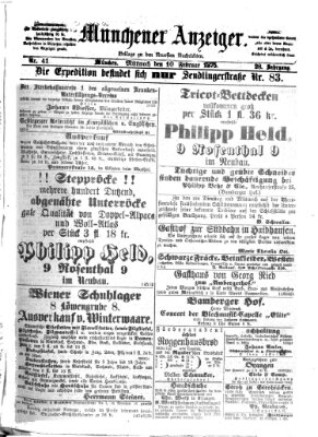 Münchener Anzeiger (Neueste Nachrichten aus dem Gebiete der Politik) Mittwoch 10. Februar 1875