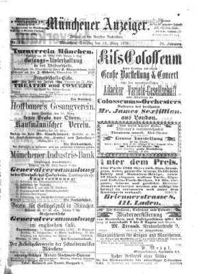 Münchener Anzeiger (Münchner neueste Nachrichten) Dienstag 16. März 1875