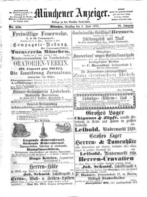 Münchener Anzeiger (Neueste Nachrichten aus dem Gebiete der Politik) Samstag 5. Juni 1875