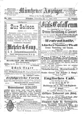 Münchener Anzeiger (Neueste Nachrichten aus dem Gebiete der Politik) Donnerstag 17. Juni 1875