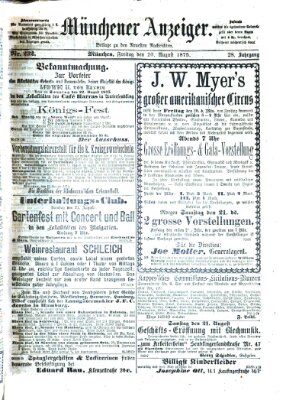 Münchener Anzeiger (Münchner neueste Nachrichten) Freitag 20. August 1875