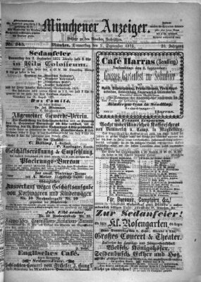Münchener Anzeiger (Neueste Nachrichten aus dem Gebiete der Politik) Donnerstag 2. September 1875