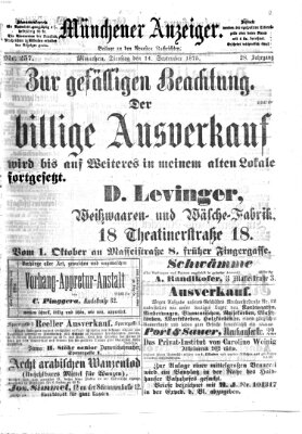 Münchener Anzeiger (Neueste Nachrichten aus dem Gebiete der Politik) Dienstag 14. September 1875