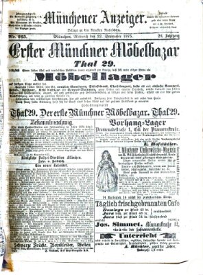 Münchener Anzeiger (Münchner neueste Nachrichten) Mittwoch 22. September 1875