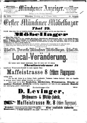Münchener Anzeiger (Neueste Nachrichten aus dem Gebiete der Politik) Dienstag 5. Oktober 1875