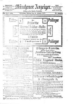 Münchener Anzeiger (Münchner neueste Nachrichten) Sonntag 31. Oktober 1875
