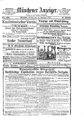 Münchener Anzeiger (Münchner neueste Nachrichten) Dienstag 16. November 1875