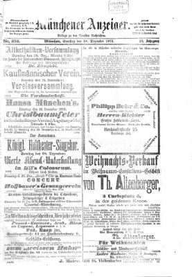 Münchener Anzeiger (Neueste Nachrichten aus dem Gebiete der Politik) Samstag 18. Dezember 1875