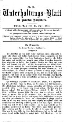 Neueste Nachrichten aus dem Gebiete der Politik Donnerstag 15. Juli 1875