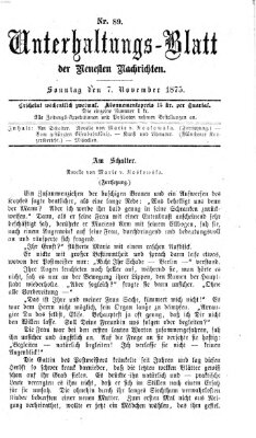 Neueste Nachrichten aus dem Gebiete der Politik Sonntag 7. November 1875