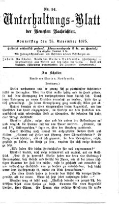 Neueste Nachrichten aus dem Gebiete der Politik Donnerstag 25. November 1875