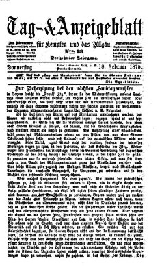 Tag- und Anzeigeblatt für Kempten und das Allgäu Donnerstag 18. Februar 1875