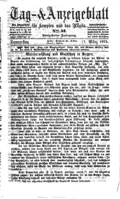 Tag- und Anzeigeblatt für Kempten und das Allgäu Donnerstag 11. März 1875
