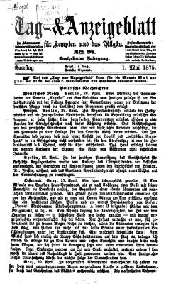 Tag- und Anzeigeblatt für Kempten und das Allgäu Samstag 1. Mai 1875