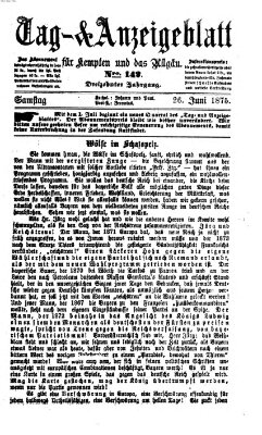 Tag- und Anzeigeblatt für Kempten und das Allgäu Samstag 26. Juni 1875