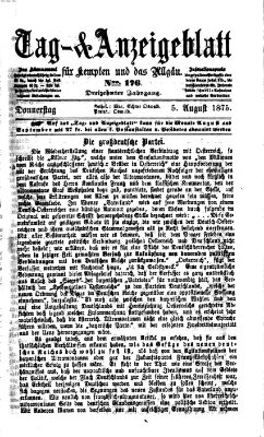 Tag- und Anzeigeblatt für Kempten und das Allgäu Donnerstag 5. August 1875