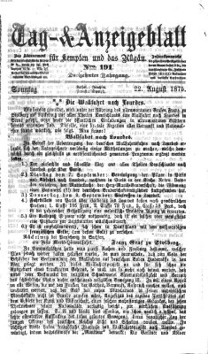 Tag- und Anzeigeblatt für Kempten und das Allgäu Sonntag 22. August 1875