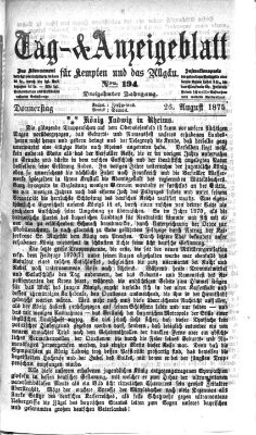 Tag- und Anzeigeblatt für Kempten und das Allgäu Donnerstag 26. August 1875