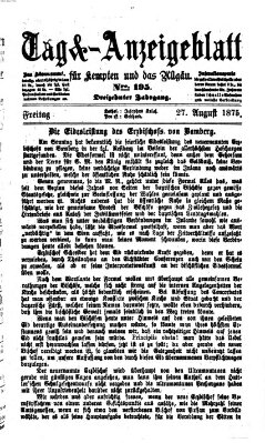 Tag- und Anzeigeblatt für Kempten und das Allgäu Freitag 27. August 1875