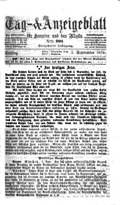 Tag- und Anzeigeblatt für Kempten und das Allgäu Freitag 3. September 1875
