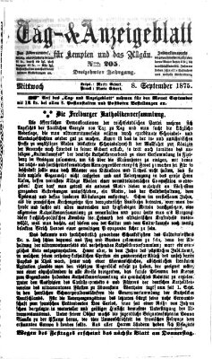 Tag- und Anzeigeblatt für Kempten und das Allgäu Mittwoch 8. September 1875