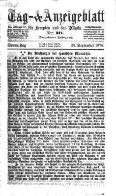 Tag- und Anzeigeblatt für Kempten und das Allgäu Donnerstag 23. September 1875