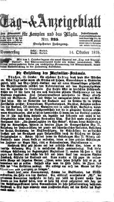 Tag- und Anzeigeblatt für Kempten und das Allgäu Donnerstag 14. Oktober 1875