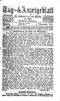 Tag- und Anzeigeblatt für Kempten und das Allgäu Sonntag 14. November 1875