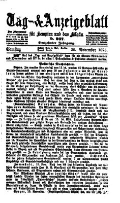 Tag- und Anzeigeblatt für Kempten und das Allgäu Samstag 20. November 1875