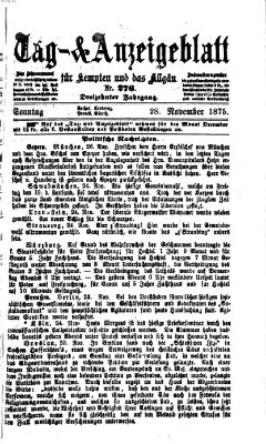 Tag- und Anzeigeblatt für Kempten und das Allgäu Sonntag 28. November 1875