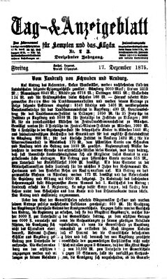 Tag- und Anzeigeblatt für Kempten und das Allgäu Freitag 17. Dezember 1875