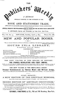 Publishers' weekly Samstag 3. April 1875