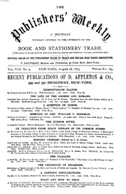 Publishers' weekly Samstag 28. August 1875