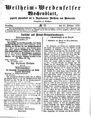 Weilheim-Werdenfelser Wochenblatt Samstag 20. Februar 1875