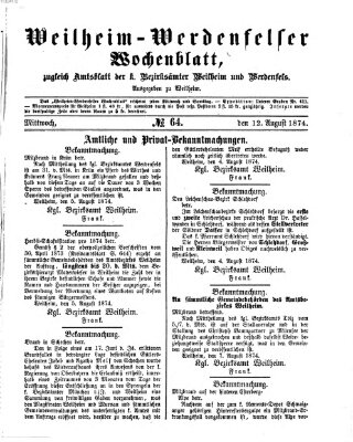 Weilheim-Werdenfelser Wochenblatt Mittwoch 12. August 1874