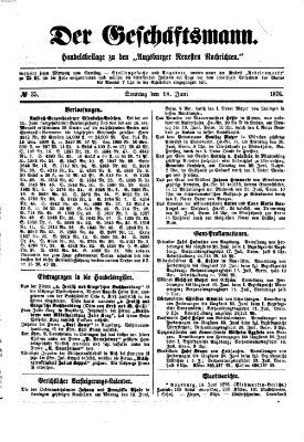 Der Geschäftsmann (Augsburger neueste Nachrichten) Sonntag 18. Juni 1876