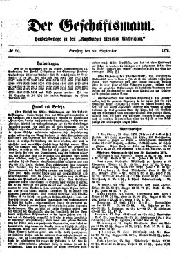 Der Geschäftsmann (Augsburger neueste Nachrichten) Samstag 30. September 1876