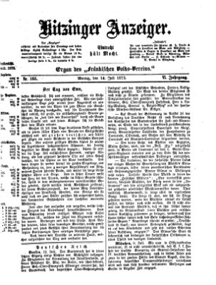Kitzinger Anzeiger Montag 14. Juli 1873